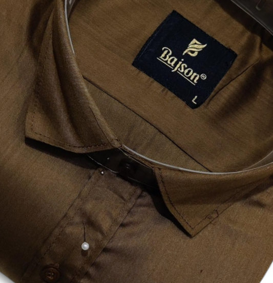 Chestnut Brown: Bajson Giza Chestnut Earth Double-Shaded Shirt for Men