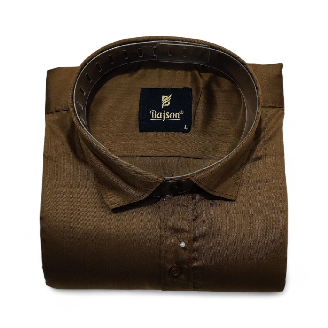 Chestnut Brown: Bajson Giza Chestnut Earth Double-Shaded Shirt for Men