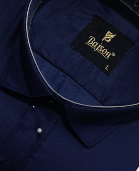 Navy Blue: Bajson Giza Deep Navy Heritage Shirt for Men