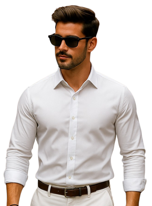 White: Bajson Giza Pure White Signature Shirt